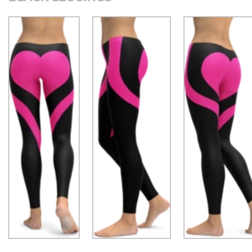 Heart Design Pink and Black Leggings